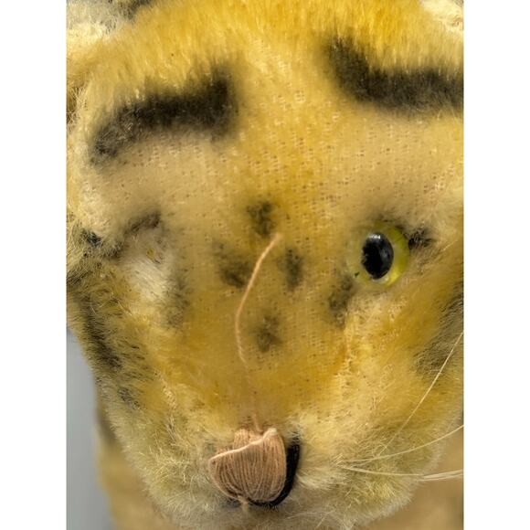 Vintage Mohair Tiger Plush Steiff-Style 1950s Unmarked Restore/Repair As-Is - Picture 6 of 7